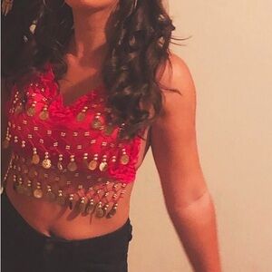 Pink Sweetheart Embellished Crop Top